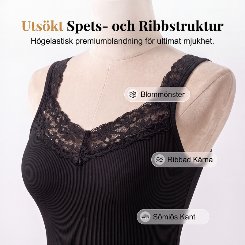 🍂Höstspecial – Endast denna vecka!|👩Damernas Formande Linne med Spets – Slimmande Topp med Figursydd Passform för Kvinnor