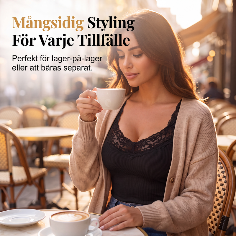 🍂Höstspecial – Endast denna vecka!|👩Damernas Formande Linne med Spets – Slimmande Topp med Figursydd Passform för Kvinnor