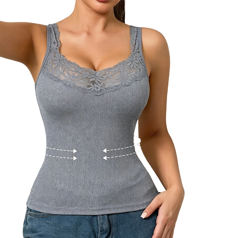 🍂Höstspecial – Endast denna vecka!|👩Damernas Formande Linne med Spets – Slimmande Topp med Figursydd Passform för Kvinnor
