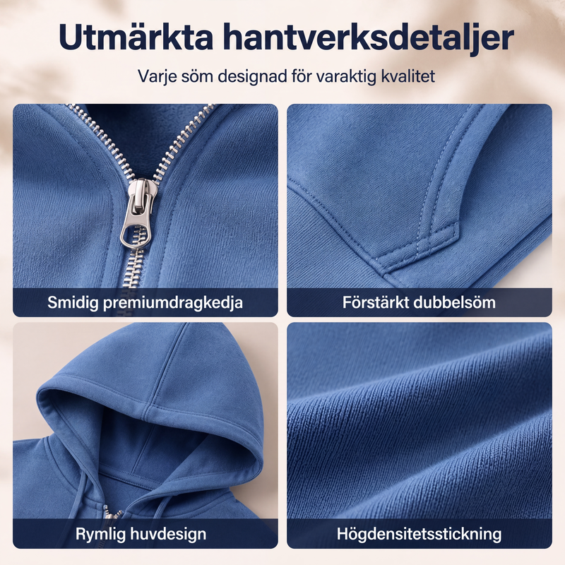 ⏳ Het erbjudande! |Lång Huvtröja Dam – Mjuk Hoodie Cardigan med Dragkedja & Fickor för Bekväm Vardag