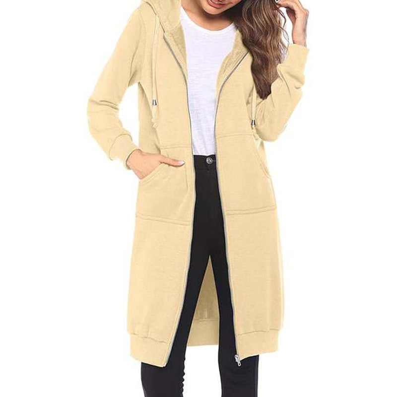 ⏳ Het erbjudande! |Lång Huvtröja Dam – Mjuk Hoodie Cardigan med Dragkedja & Fickor för Bekväm Vardag