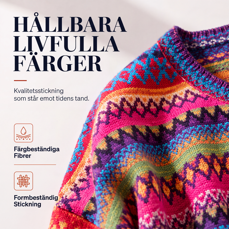 🎉NYHETER 2026✨Damstickad tröja med färgglada geometriska ränder