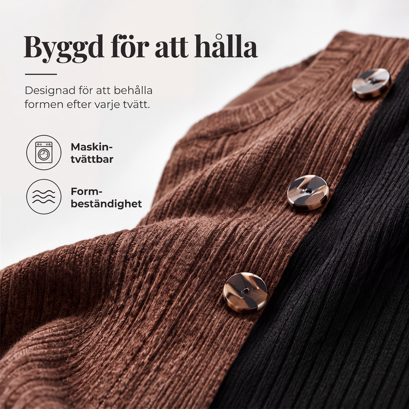 🍂Nya höstnyheter-Färgblockad avslappnad stickad tröja med ribbad struktur för kvinnor