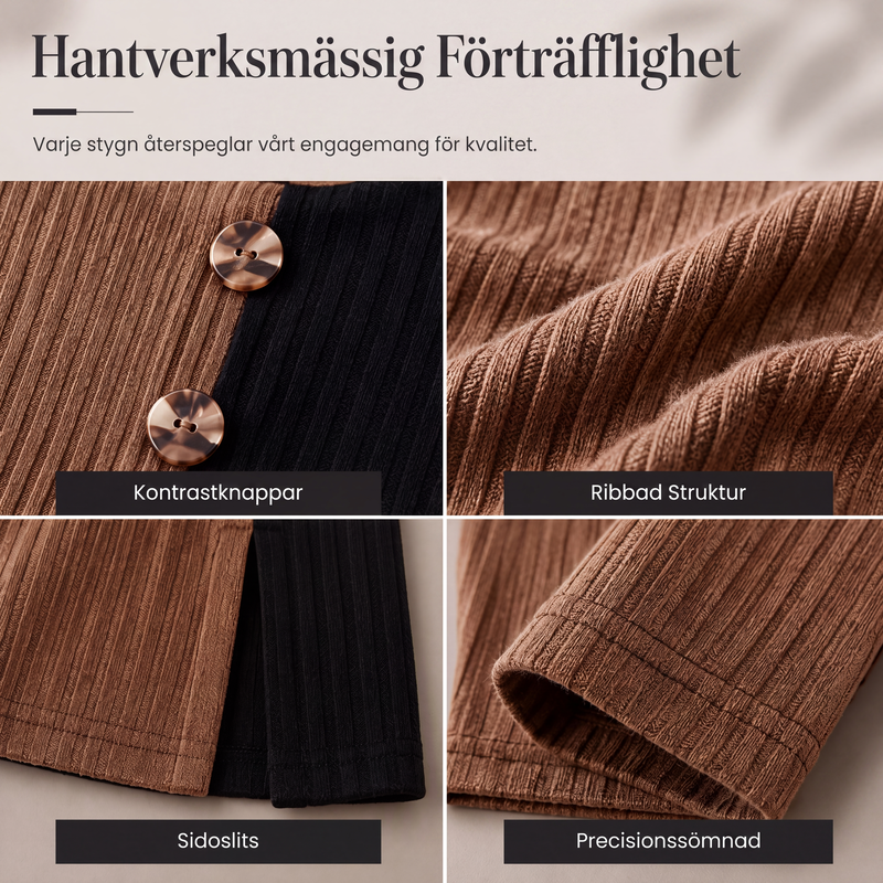 🍂Nya höstnyheter-Färgblockad avslappnad stickad tröja med ribbad struktur för kvinnor