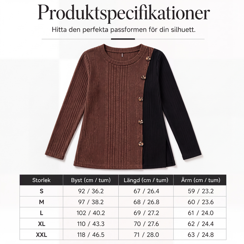 🍂Nya höstnyheter-Färgblockad avslappnad stickad tröja med ribbad struktur för kvinnor