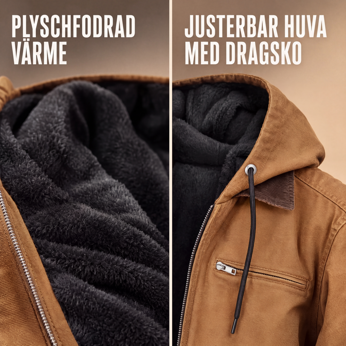 Nya ankomster📦Arbetsjacka med luvka och plyschfoder för män