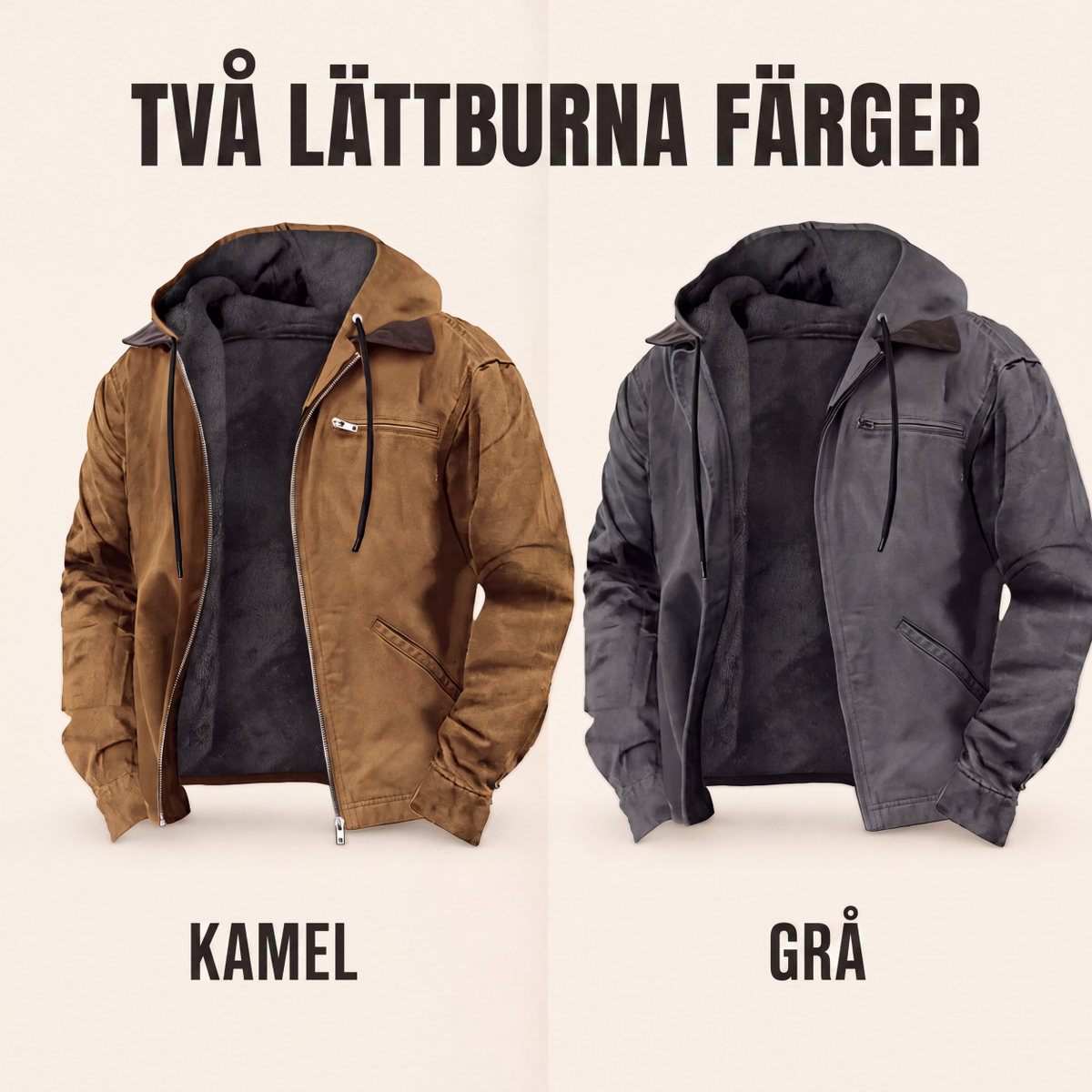 Nya ankomster📦Arbetsjacka med luvka och plyschfoder för män