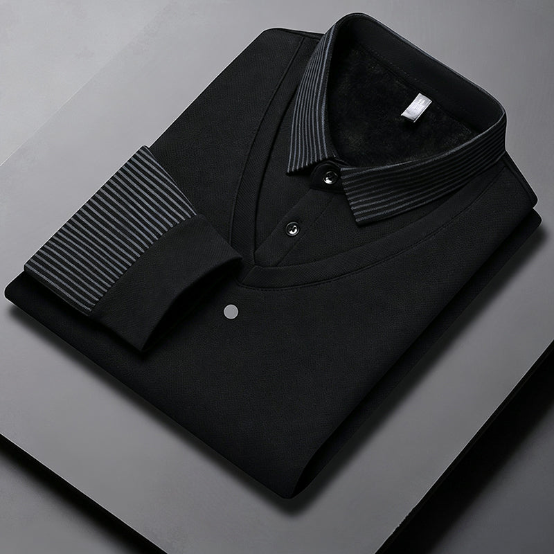 Elegant Herrtröja med 2-i-1 Design – Varm Långärmad Topp med Stilren Lager-Look