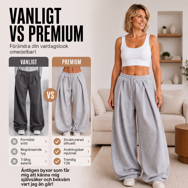 Bästsäljare🔥|Damiga lediga bylsiga wide-leg sweatpants