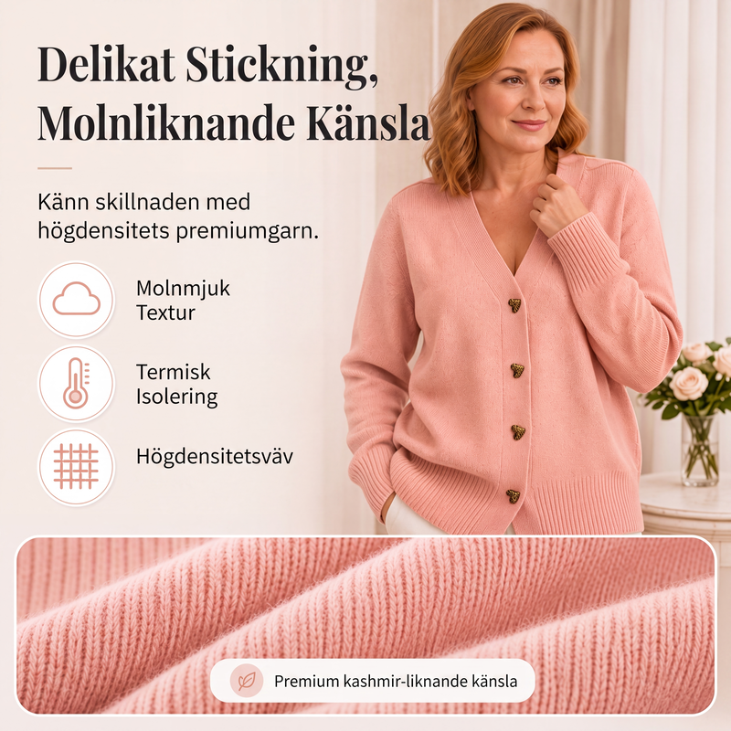 🍂Nya höstnyheter|V-ringad hjärtformad knappad stickad kofta för kvinnor