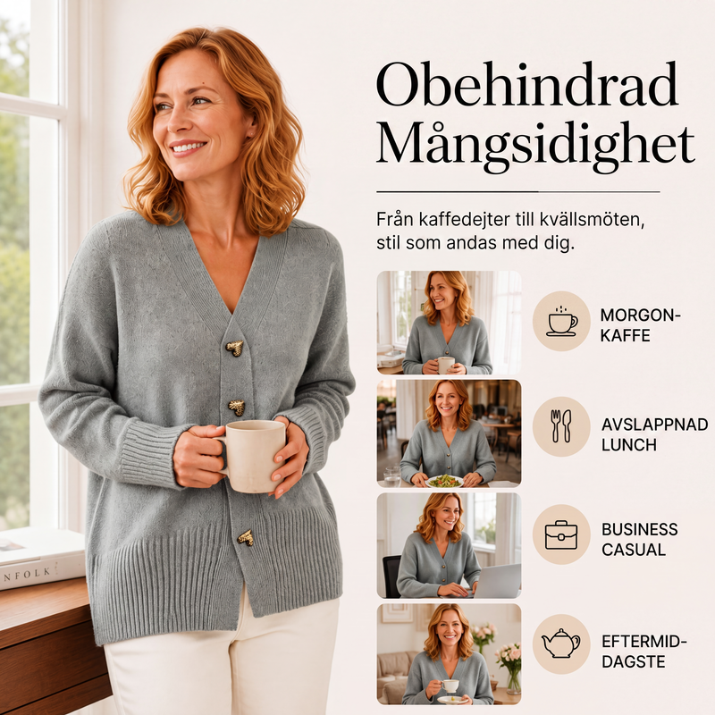 🍂Nya höstnyheter|V-ringad hjärtformad knappad stickad kofta för kvinnor