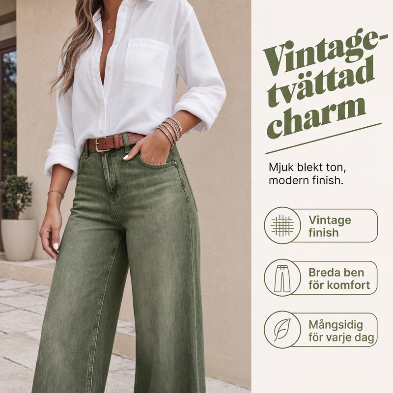 ⏳ Het erbjudande! |👖 Vintage högmidjade bredbenta jeans – benförlängande, bekväm passform, enkel att styla dag som kväll. ✨