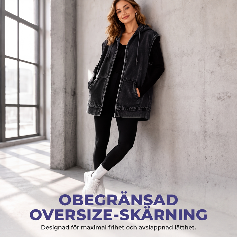 🍂Höstens bästsäljare|Mysig Jeansväst för Dam – Trendig Oversize Stil Perfekt för Höstens Lager-på-Lager