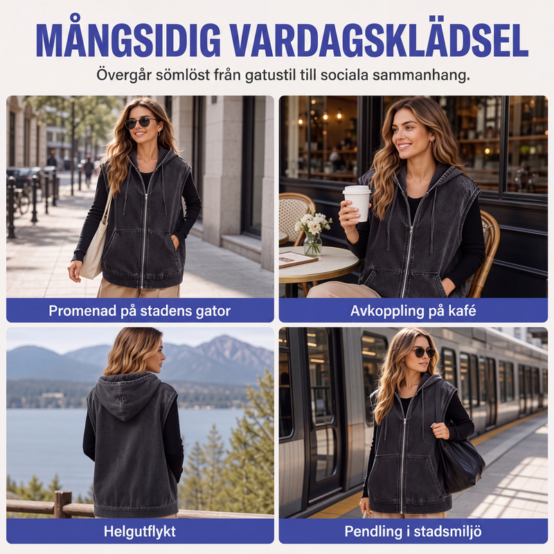 🍂Höstens bästsäljare|Mysig Jeansväst för Dam – Trendig Oversize Stil Perfekt för Höstens Lager-på-Lager