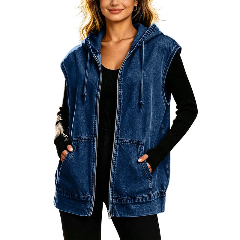 🍂Höstens bästsäljare|Mysig Jeansväst för Dam – Trendig Oversize Stil Perfekt för Höstens Lager-på-Lager