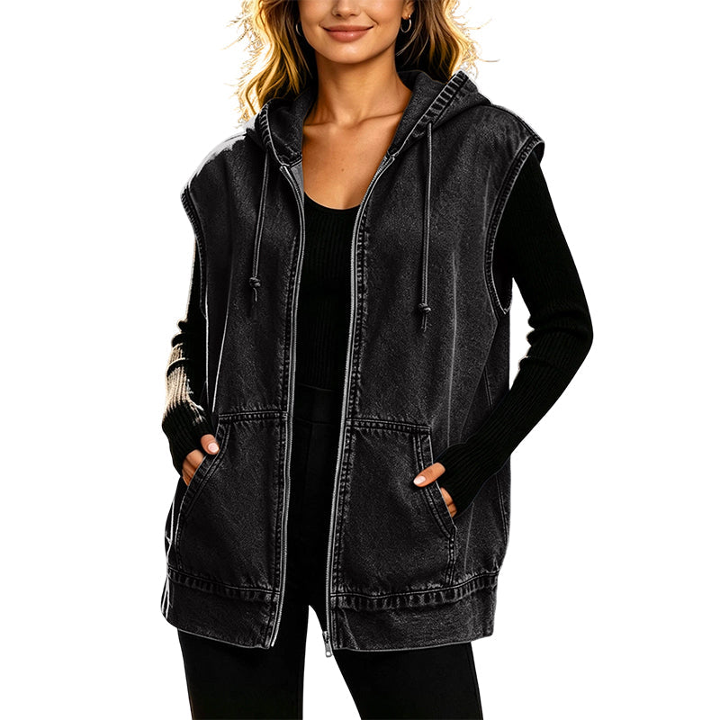 🍂Höstens bästsäljare|Mysig Jeansväst för Dam – Trendig Oversize Stil Perfekt för Höstens Lager-på-Lager