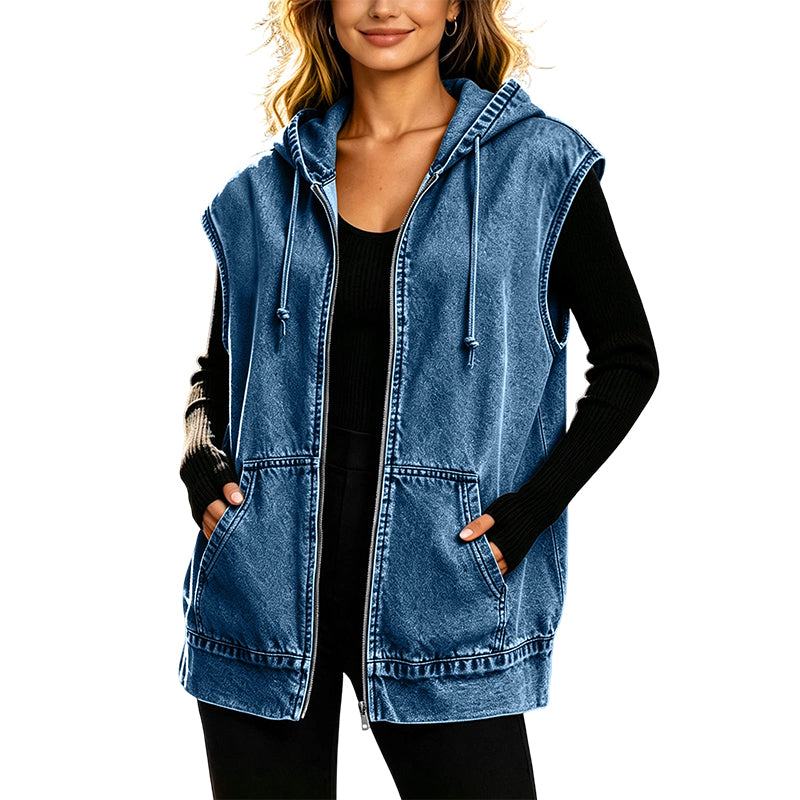 🍂Höstens bästsäljare|Mysig Jeansväst för Dam – Trendig Oversize Stil Perfekt för Höstens Lager-på-Lager