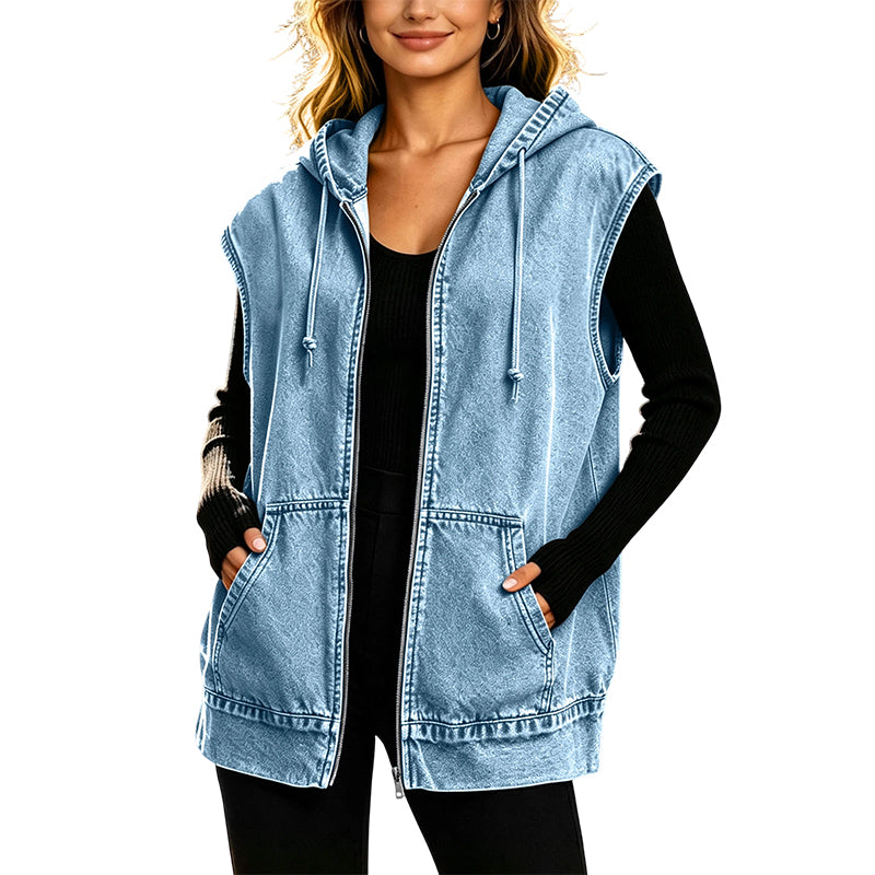 🍂Höstens bästsäljare|Mysig Jeansväst för Dam – Trendig Oversize Stil Perfekt för Höstens Lager-på-Lager