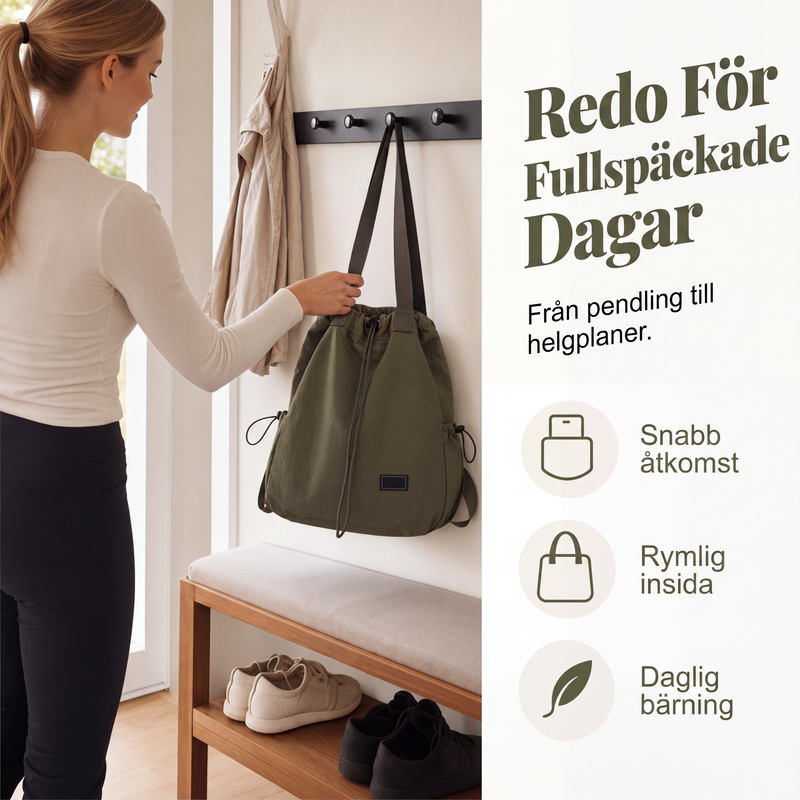 Nyhet✨🎒Rymlig damväska med dragsko – Din perfekta vardagsväska för alla tillfällen