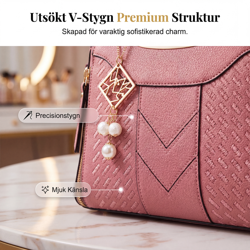 Elegant handväska med flera fack och axelrem