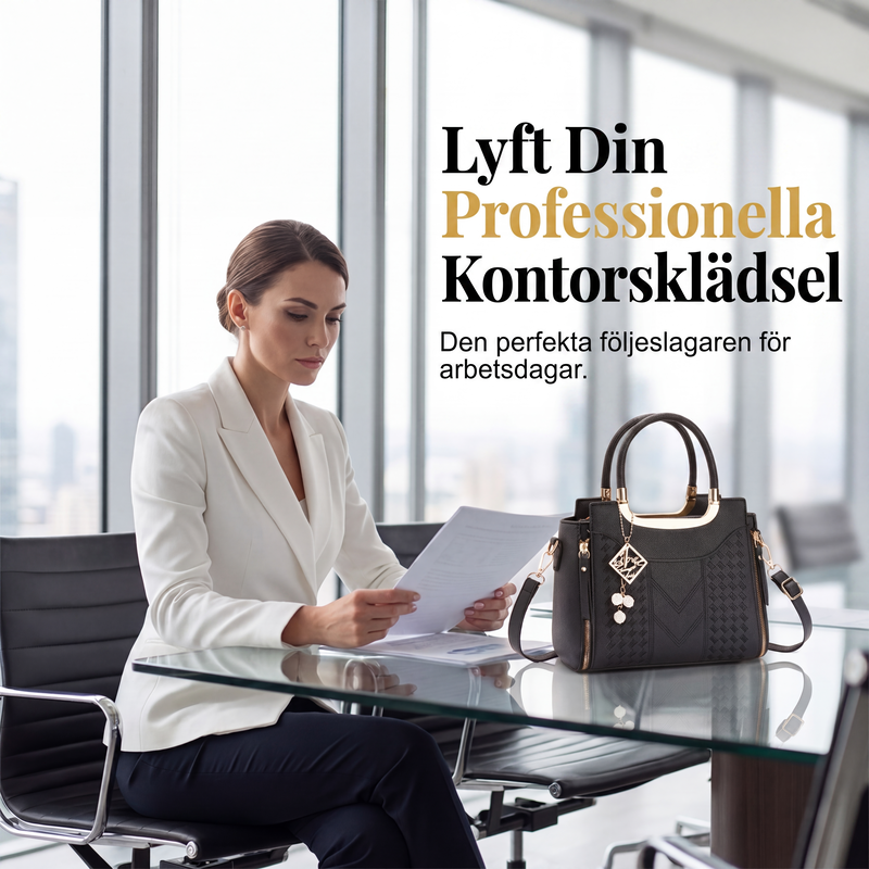 Elegant handväska med flera fack och axelrem