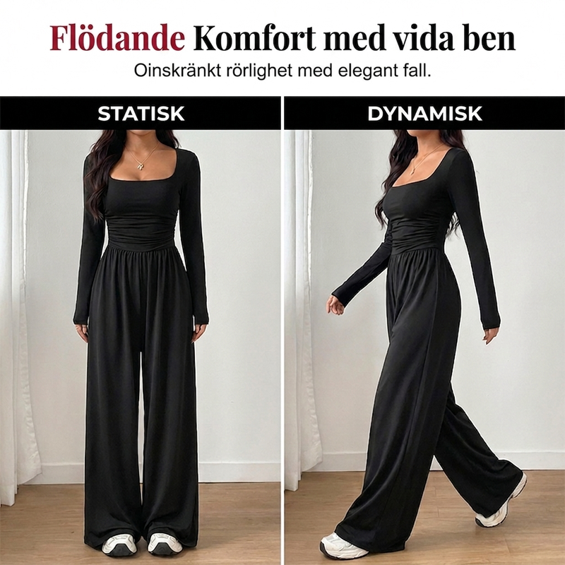 ⏳ Het erbjudande! |Damledig fyrkantig halsringning vida ben jumpsuit