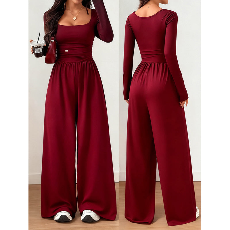 ⏳ Het erbjudande! |Damledig fyrkantig halsringning vida ben jumpsuit