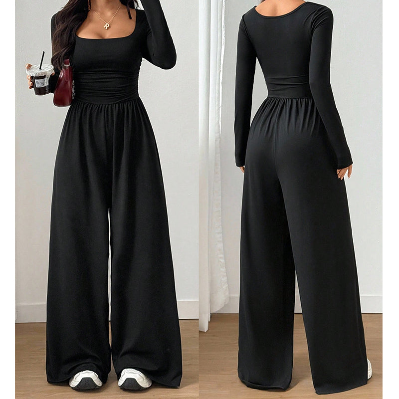 ⏳ Het erbjudande! |Damledig fyrkantig halsringning vida ben jumpsuit