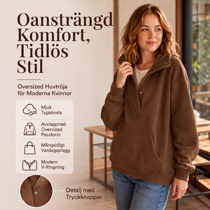 Nya ankomster📦|Dam-Luvtröja med löst passform och tryckknappar