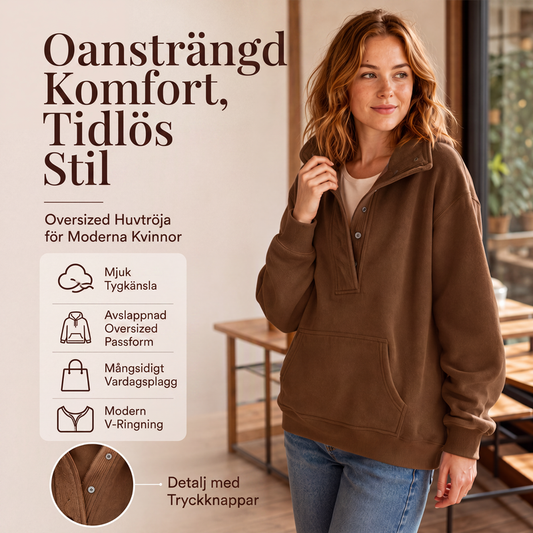 Nya ankomster📦|Dam-Luvtröja med löst passform och tryckknappar