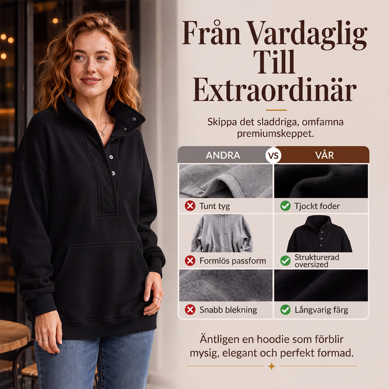 Nya ankomster📦|Dam-Luvtröja med löst passform och tryckknappar