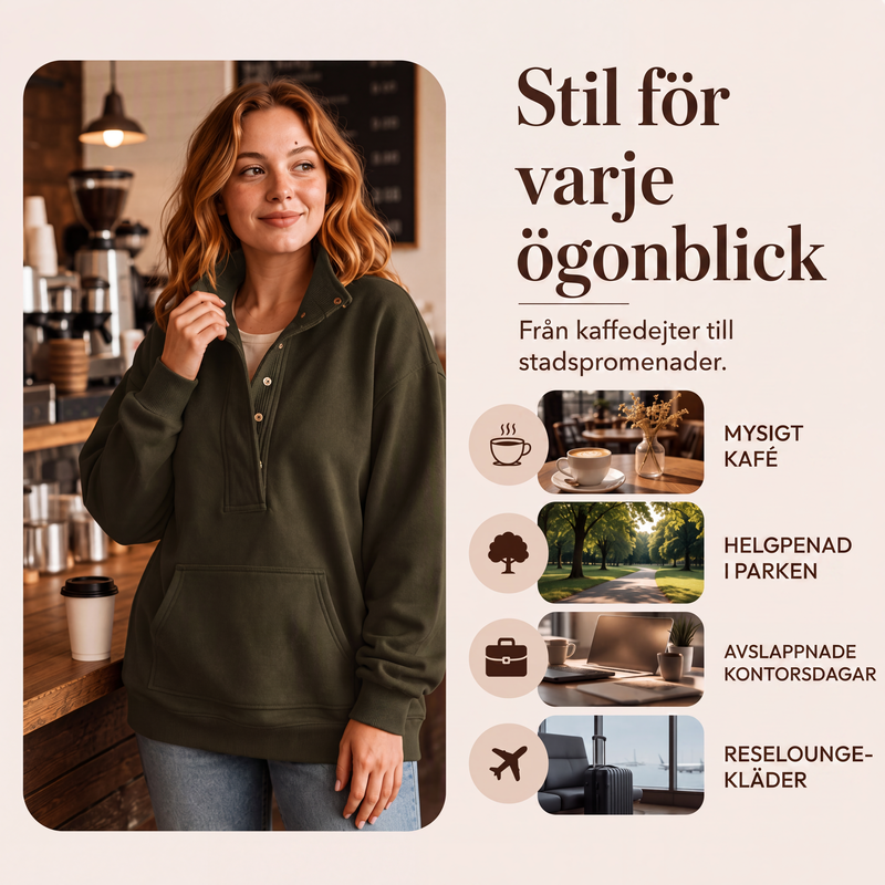 Nya ankomster📦|Dam-Luvtröja med löst passform och tryckknappar