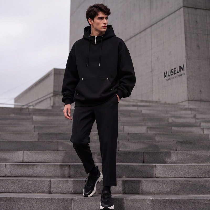 Bästsäljare🔥|Herrhoodie med hög krage och avslappnad passform