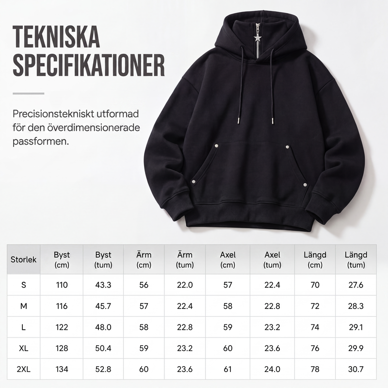 Bästsäljare🔥|Herrhoodie med hög krage och avslappnad passform