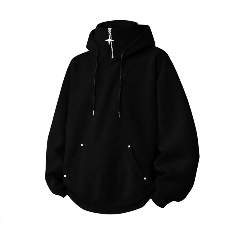 Bästsäljare🔥|Herrhoodie med hög krage och avslappnad passform