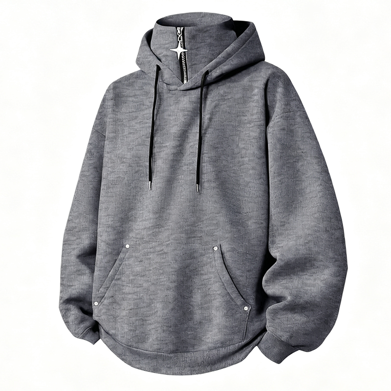 Bästsäljare🔥|Herrhoodie med hög krage och avslappnad passform