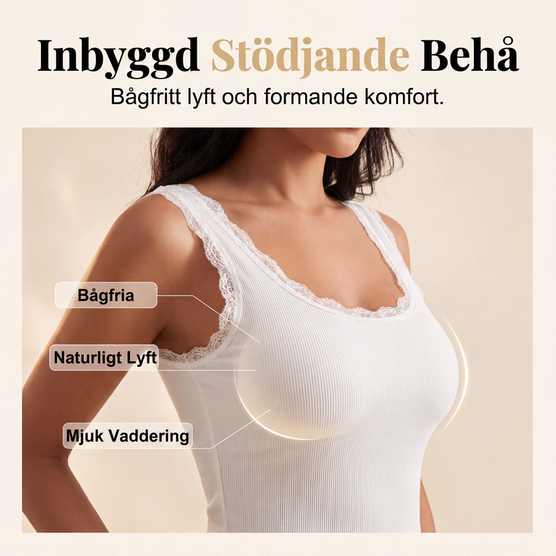⏳ Het erbjudande! |Smalärmad ärmlös topp för kvinnor, räfflad cami med inbyggda kupor och spets