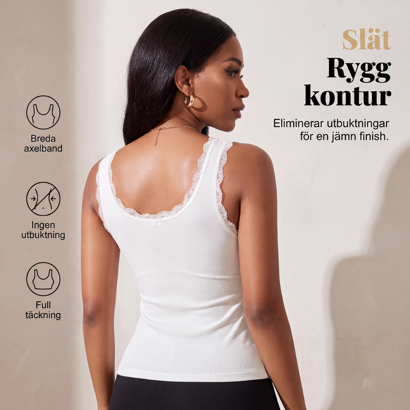 ⏳ Het erbjudande! |Smalärmad ärmlös topp för kvinnor, räfflad cami med inbyggda kupor och spets