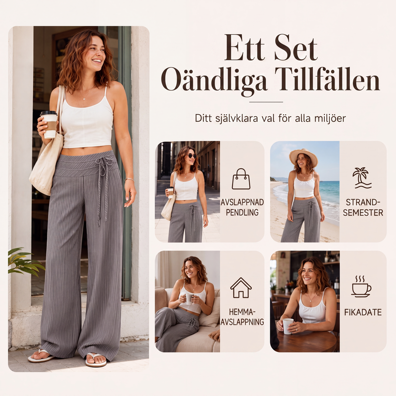 Nyhet✨|Damigda lediga randiga vidbyxor