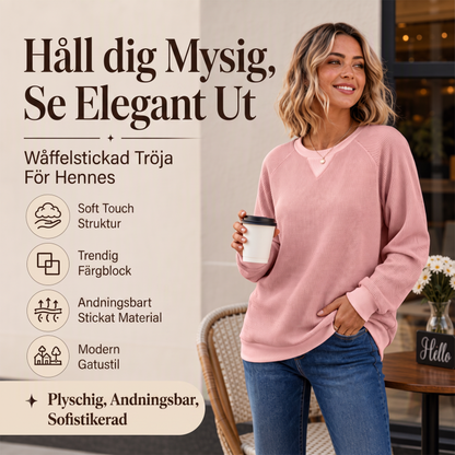 Nyhet✨|Långärmad topp i våffelstickning för kvinnor