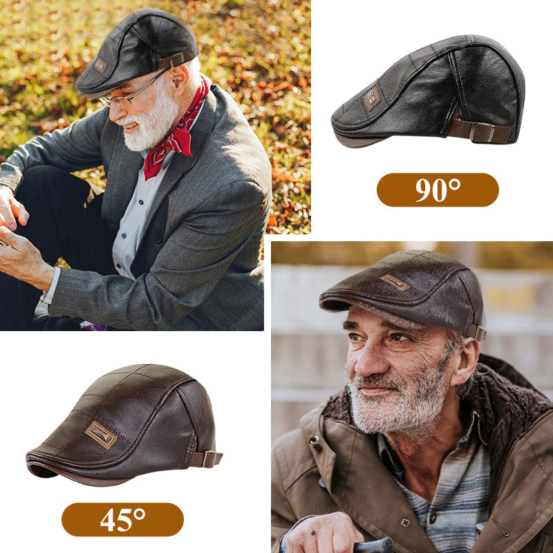 🍂Nya höstnyheter|Men's Vintage PU Leather Flat Cap – Elegant Everyday Accessory