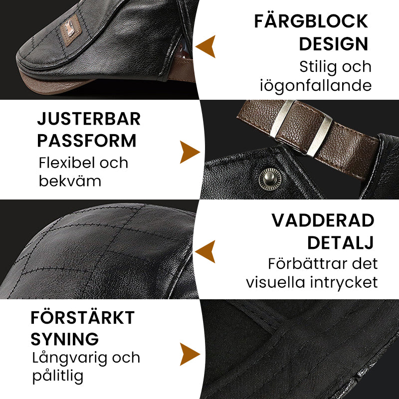🍂Nya höstnyheter|Men's Vintage PU Leather Flat Cap – Elegant Everyday Accessory