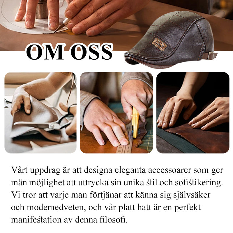 🍂Nya höstnyheter|Men's Vintage PU Leather Flat Cap – Elegant Everyday Accessory