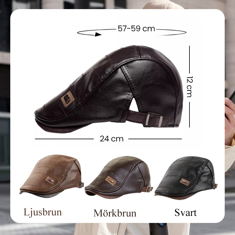 🍂Nya höstnyheter|Men's Vintage PU Leather Flat Cap – Elegant Everyday Accessory