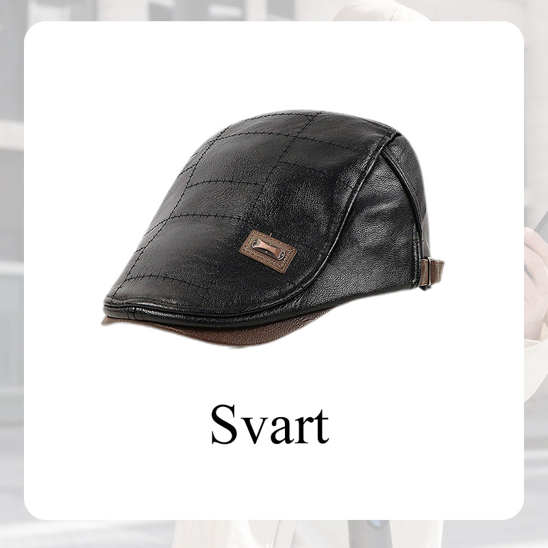 🍂Nya höstnyheter|Men's Vintage PU Leather Flat Cap – Elegant Everyday Accessory