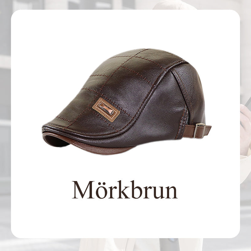 🍂Nya höstnyheter|Men's Vintage PU Leather Flat Cap – Elegant Everyday Accessory