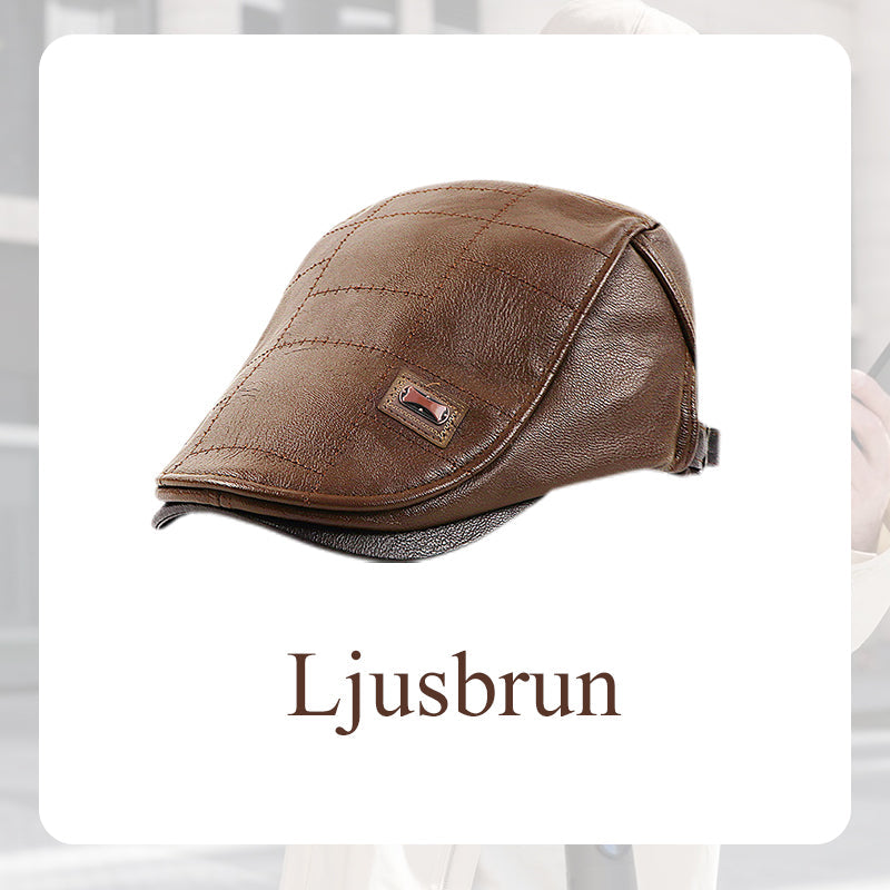 🍂Nya höstnyheter|Men's Vintage PU Leather Flat Cap – Elegant Everyday Accessory