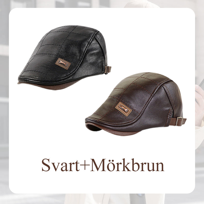 🍂Nya höstnyheter|Men's Vintage PU Leather Flat Cap – Elegant Everyday Accessory