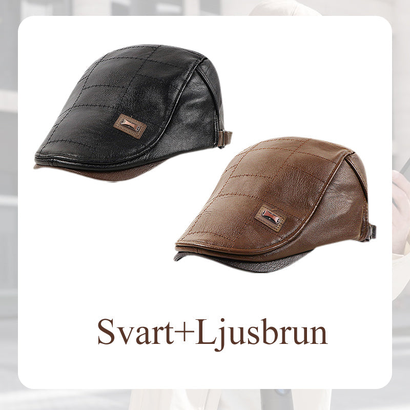 🍂Nya höstnyheter|Men's Vintage PU Leather Flat Cap – Elegant Everyday Accessory