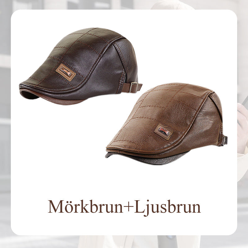 🍂Nya höstnyheter|Men's Vintage PU Leather Flat Cap – Elegant Everyday Accessory
